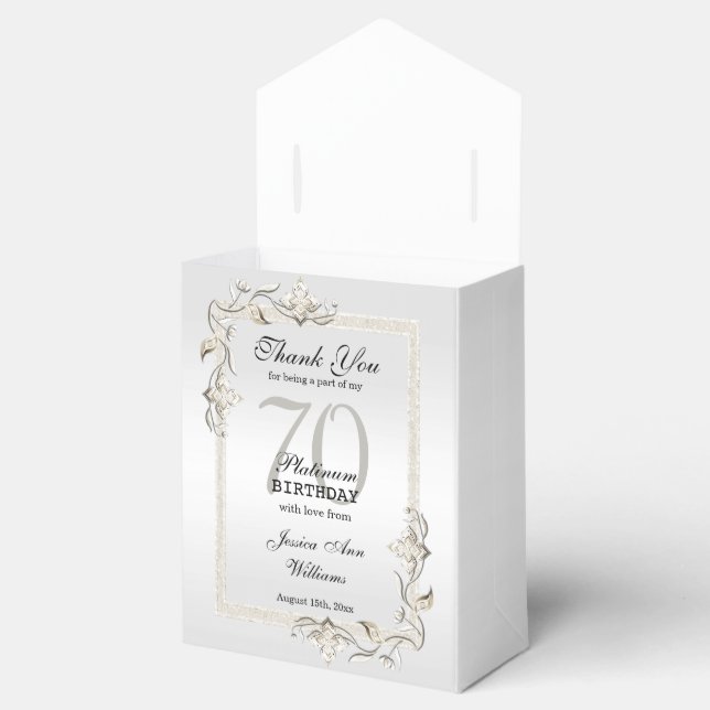 Posh 70th Platinum Birthday Favor Box (Opened)