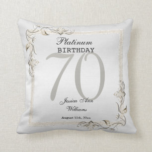 Posh 70th Platinum Birthday Throw Pillow