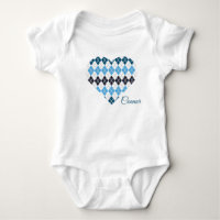 Posh Argyle Hearts Big Heart White and Blue