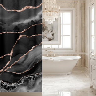 Posh Bathroom Decor   Black Agate Shower Curtain