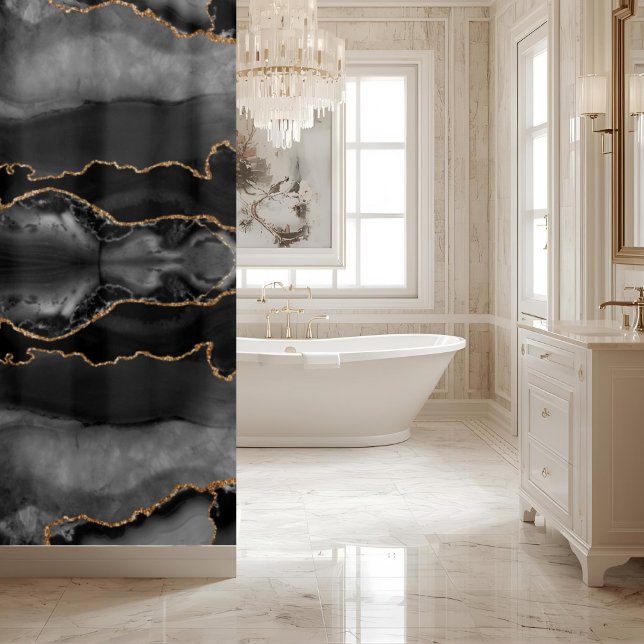 Posh Black Gray Gold Agate Marble Crystal Geode (Creator Uploaded)
