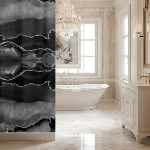 Posh Black Grey Agate Marble Crystal Geode