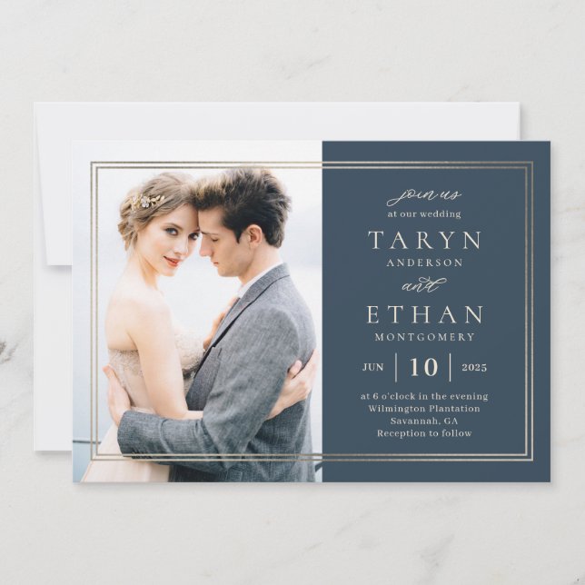 Posh Border Photo Wedding Invitation PBD (Front)
