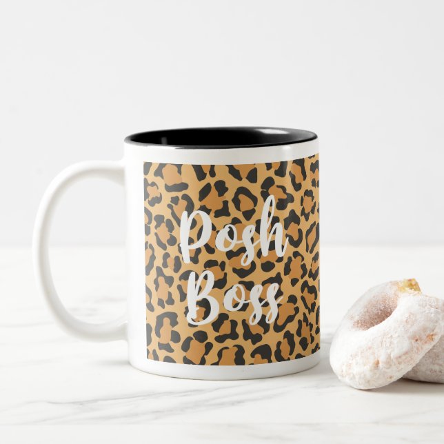 Posh Boss Leopard Imprimé Coffee Mug (Avec donut)