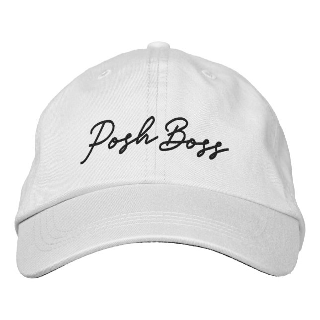 Posh Boss White Embroidered Baseball Cap (Front)