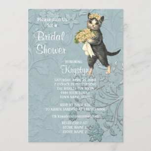 Posh Cats Blue Bridal Douche Invitation
