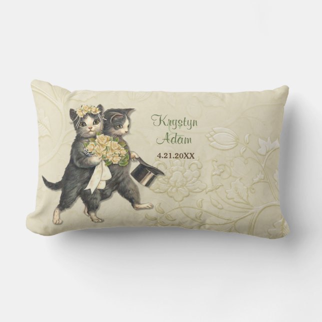 Posh Cats Mariage Ivory -Lumbar Coussin (Recto)