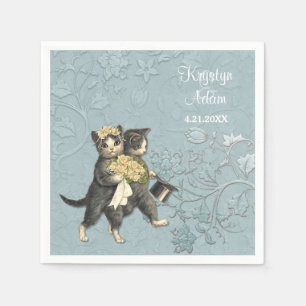 Posh Cats Wedding 2 Blue Napkin