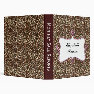 Posh chic trendy leopard print,pink personalized binder
