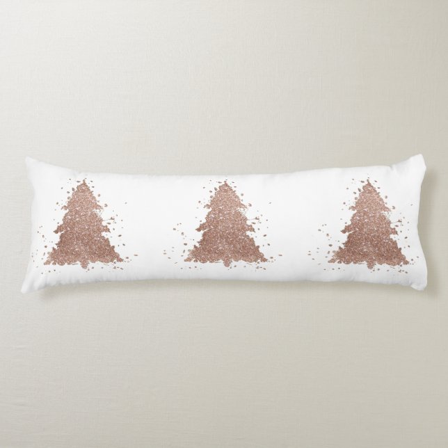 Posh Christmas Tree | Glam Rose Gold Luxurious Body Pillow (Front)