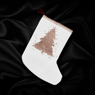 Posh Christmas Tree   Glam Rose Gold Luxurious Small Christmas Stocking