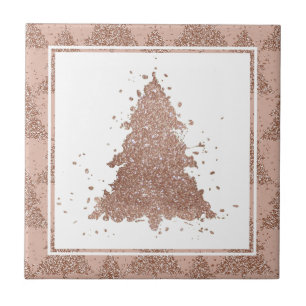 Posh Christmas Tree Glam Rose Gold Luxurious Tile