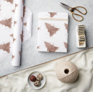 Posh Christmas Tree   Glam Rose Gold Luxurious Wrapping Paper