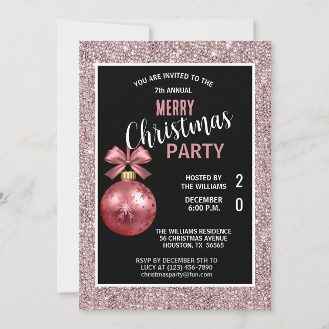 Posh Decorative Red Christmas Invitation (Front)