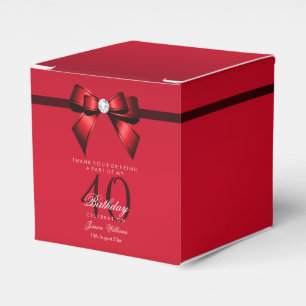 Posh Gem Bow & Ribbon 40th Birthday Favor Box
