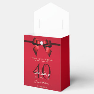 Posh Gem Bow & Ribbon 40th Birthday Favor Box