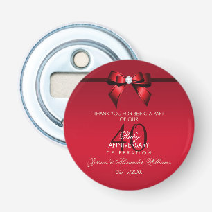 Posh Gem Bow & Ribbon 40th Wedding Anniversary Bottle Opener