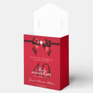 Posh Gem Bow & Ribbon 40th Wedding Anniversary Favor Box