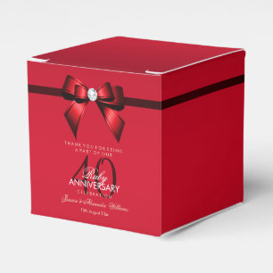 Posh Gem Bow & Ribbon 40th Wedding Anniversary Favor Box