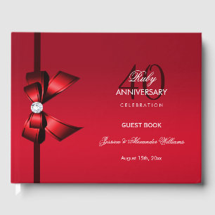 Posh Gem Bow & Ribbon 40th Wedding Anniversary Guest Book