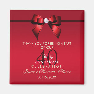 Posh Gem Bow & Ribbon 40th Wedding Anniversary Magnet