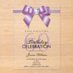 Posh Gem Bow & Ribbon 60th Birthday Acrylic Invitations<br><div class="desc">Custom sophisticated, modern trendy acrylic 60th Birthday party invitations for sixtieth events. With a beautiful rhinestone jewel diamond gem bow on a amethyst ribbon. Fashionable and sophisticated design suitable for any season. All text, font and text colour is fully customisable to meet your requirements, if you would like help to...</div>