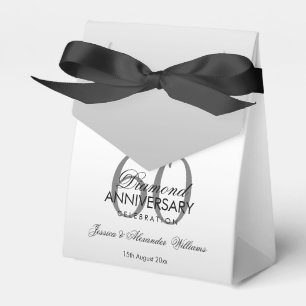 Posh Gem Bow & Ribbon 60th Wedding Anniversary Favor Box