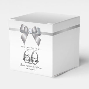 Posh Gem Bow & Ribbon 60th Wedding Anniversary Favor Box