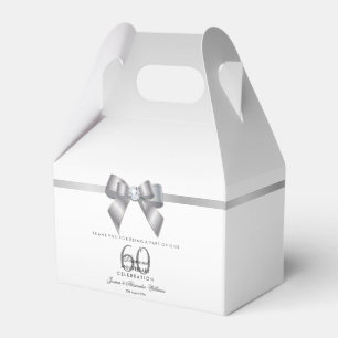 Posh Gem Bow & Ribbon 60th Wedding Anniversary Favor Box