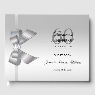 Posh Gem Bow & Ribbon 60th Wedding Anniversary Guest Book