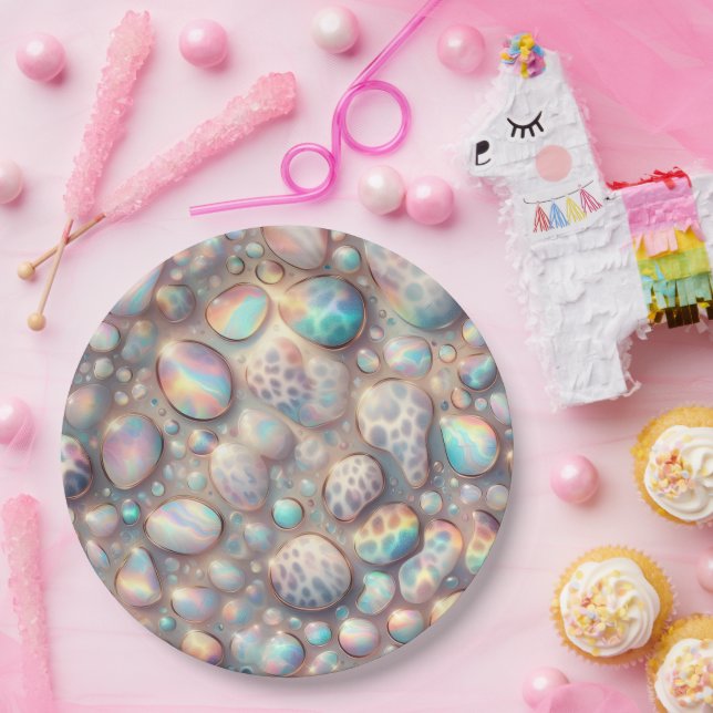 Posh Glam Opal Leopard Print Paper Plates (Party)