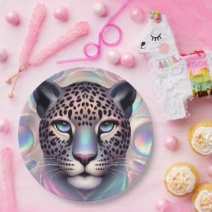 Posh Glam Opal Leopard Print Paper Plates