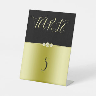 Posh Gold & Black Elegant Diamonds Birthday Pedestal Sign