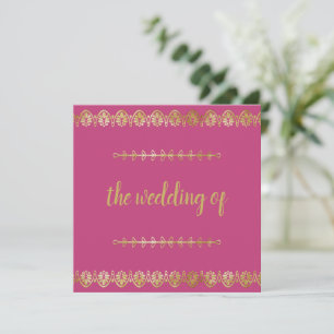 Posh Gold Border Wedding Invitation