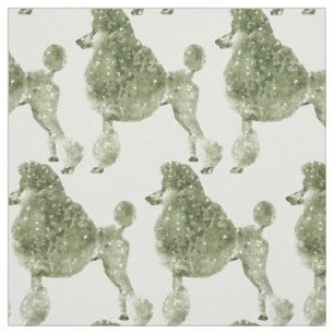 Posh Olive Green Poodle Fabric