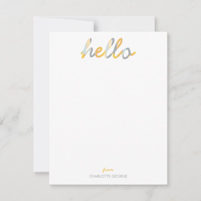 Posh Painted Hello Personal Stationery Card (Front)