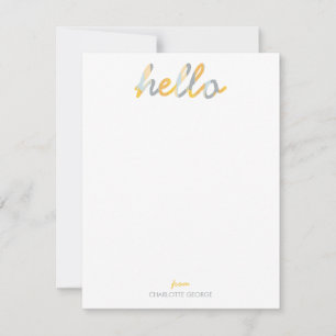 Posh Painted Hello Personal Stationery Card