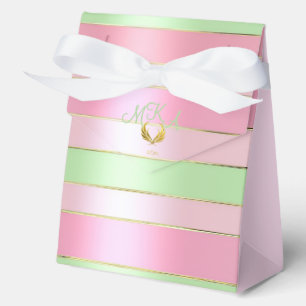 Posh Pastel Pink and Green Striped Favor Box