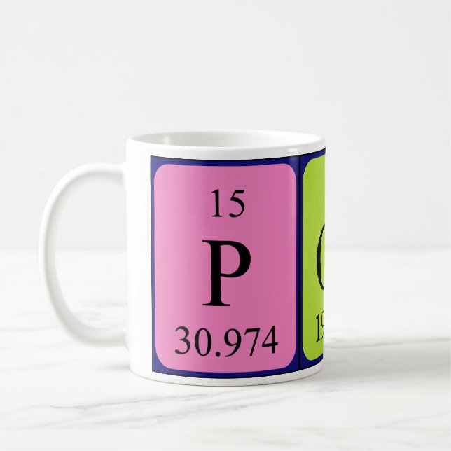 Posh periodic table name mug (Left)
