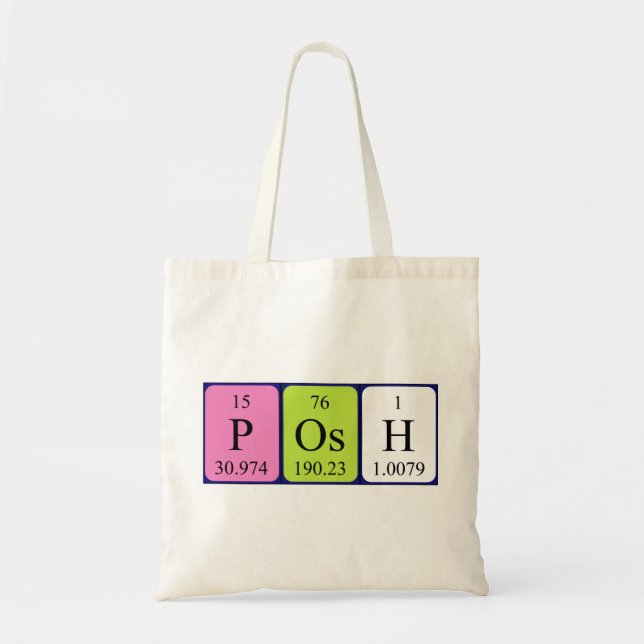 Posh periodic table name tote bag (Front)