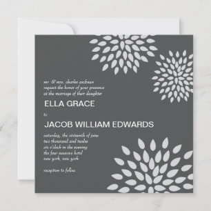 Posh Petals Silver Wedding Invitation