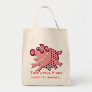 Posh Piggy Goes Shopping (Personalized) Tote Bag