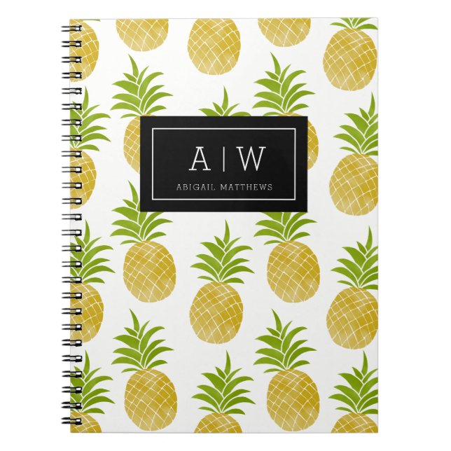 Posh Pineapple Monogrammed Notebook (Front)