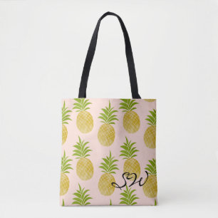 Posh Pineapple Monogrammed Tote Bag