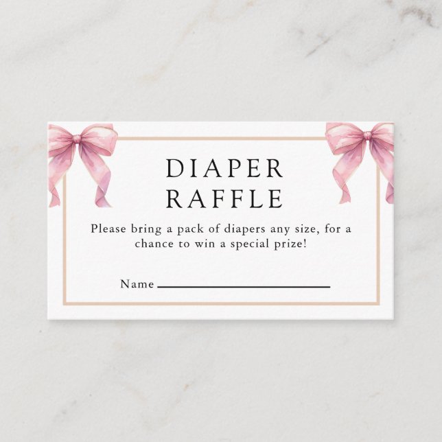 Posh Pink Coquette Bow Baby Shower Enclosure Card (Front)