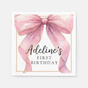 Posh Pink Coquette Bow Birthday Napkin