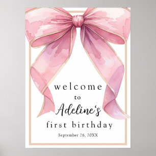 Posh Pink Coquette Bow Birthday Welcome Sign