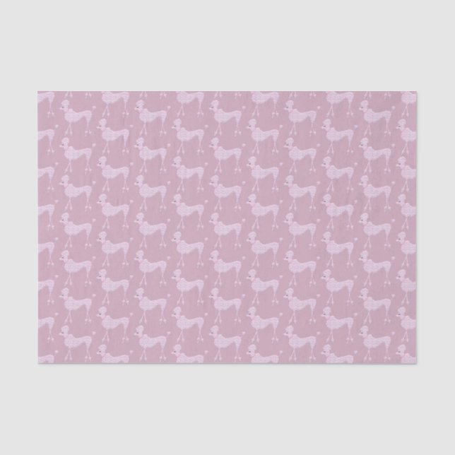 Posh Pink Purple Poodle Dogs Pattern Tissue Paper (Front)