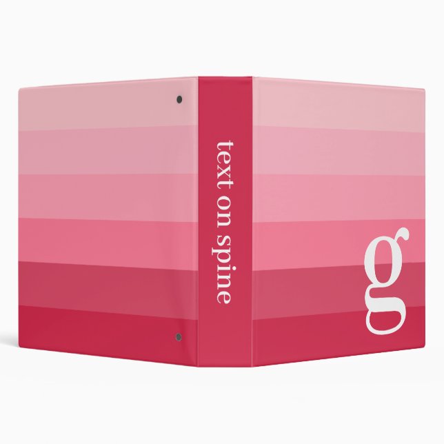 Posh Pink Retro Stripes Gradient - Huge Monogram Binder (Background)