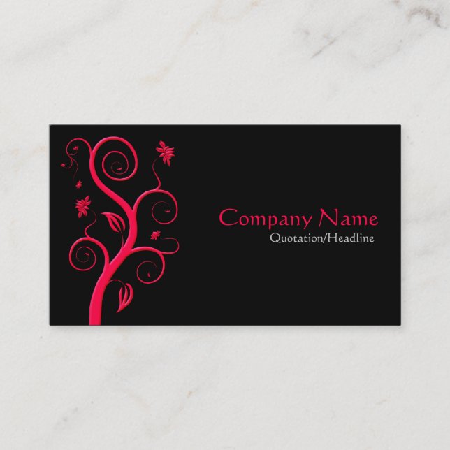 Posh Plant - Red on Black Business Card (Front)